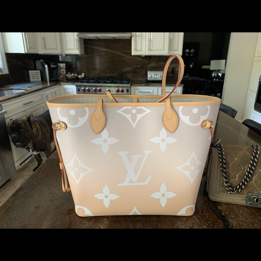 Louis Vuitton by the pool Neverfull MM in Mist